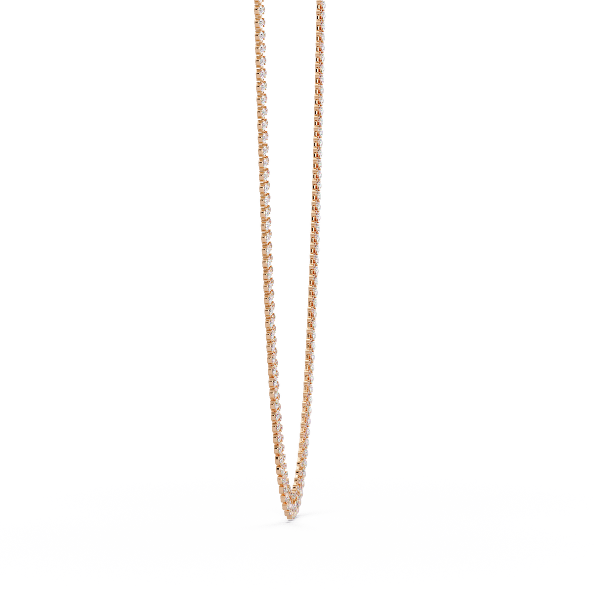 Tennis Round & Pear Cut Rose Gold Lab Grown Diamond Necklace - HIGHCARAT DIAMONDS