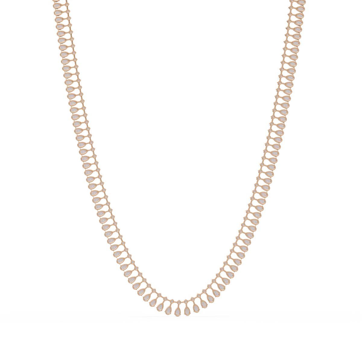 Tennis Round & Pear Cut Rose Gold Lab Grown Diamond Necklace - HIGHCARAT DIAMONDS