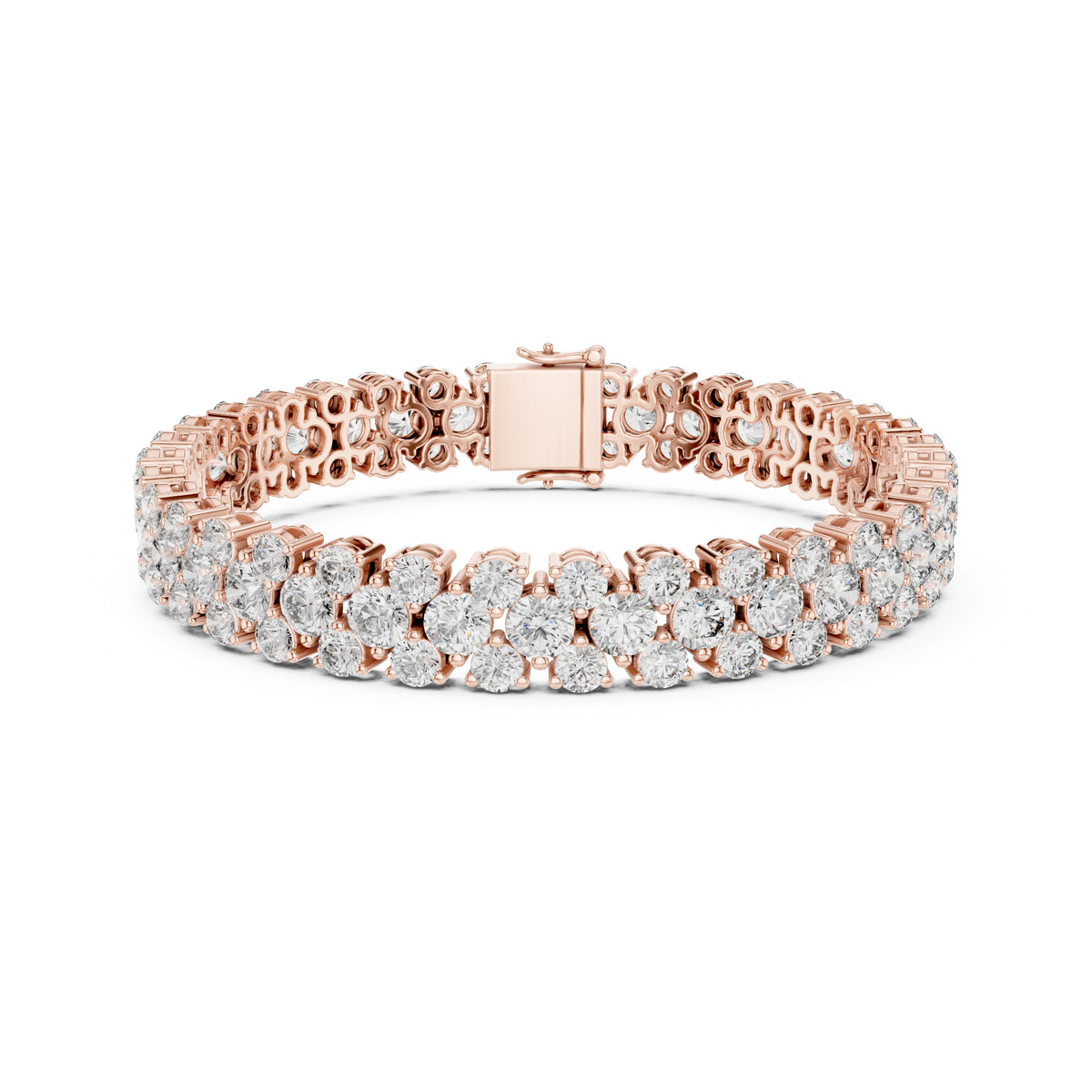 15.05Ct Round Top Grade Lab Grown Diamond Unique Three Row Vintage Bridesmaid Tennis Bracelet For Gift - HIGHCARAT DIAMONDS