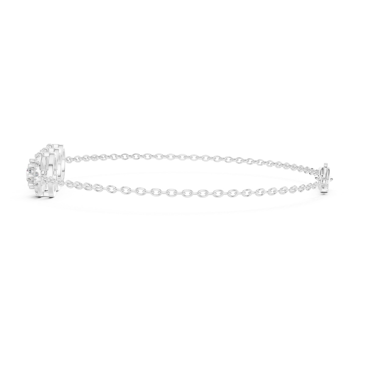 Three Stone Halo Round Cut Lab Grown Diamond Bracelet - HIGHCARAT DIAMONDS