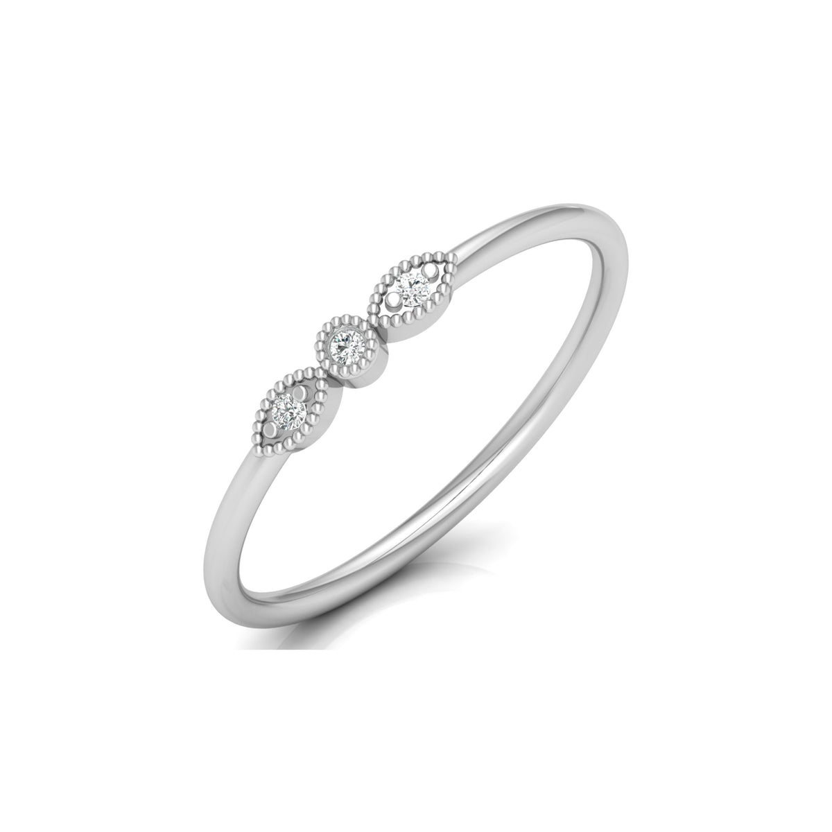Three-Stone Diamond Ring in 14K Solid Gold Minimalist Real Diamond Band for Everyday Wear - HIGHCARAT DIAMONDS