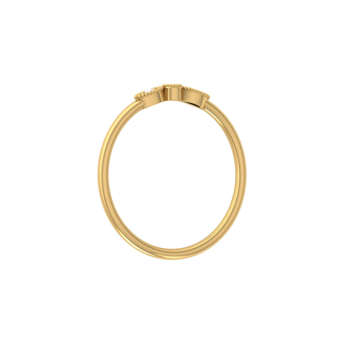 Three-Stone Diamond Ring in 14K Solid Gold Minimalist Real Diamond Band for Everyday Wear - HIGHCARAT DIAMONDS