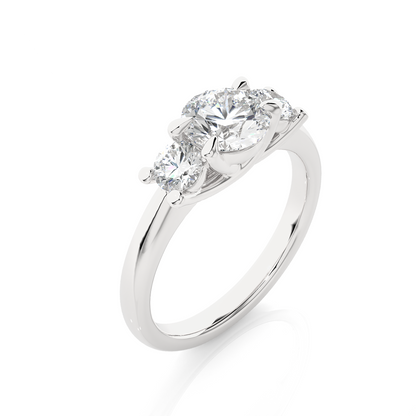 Three Stone Round 1.39 Carat Lab Grown Diamond Engagement Ring For Her - HIGHCARAT DIAMONDS