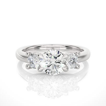 Three Stone Round 1.39 Carat Lab Grown Diamond Engagement Ring For Her - HIGHCARAT DIAMONDS