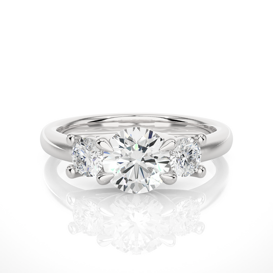 Three Stone Round 1.39 Carat Lab Grown Diamond Engagement Ring For Her - HIGHCARAT DIAMONDS