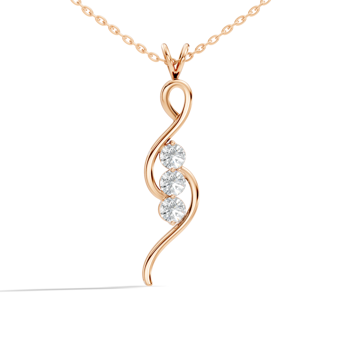 Three stone infinity pendant with round lab grown diamonds
