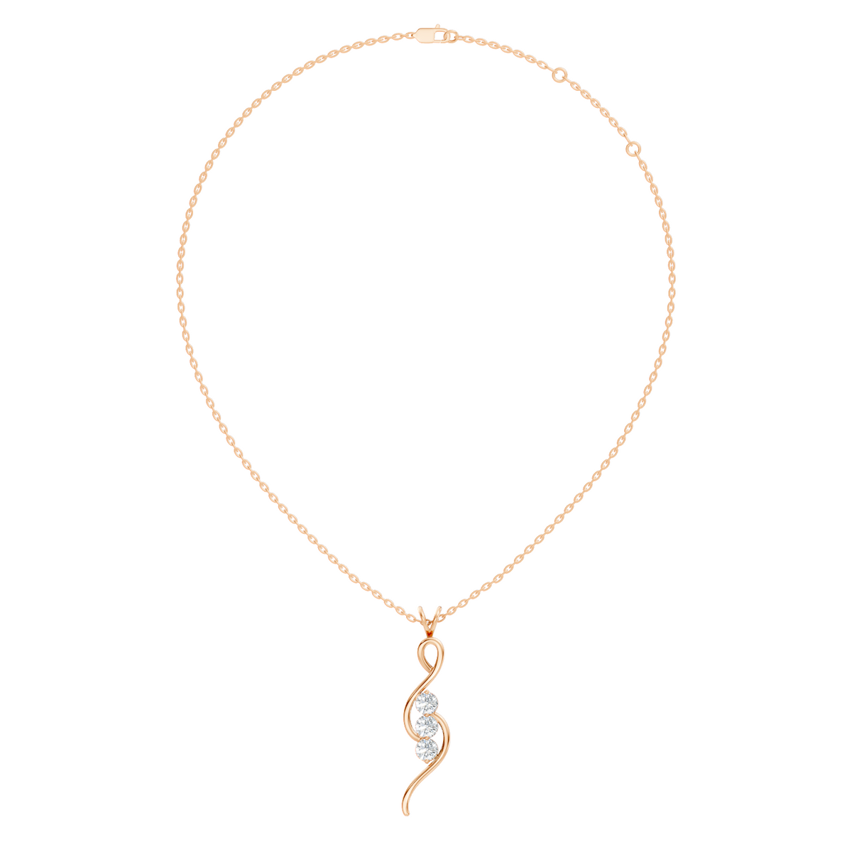 Twisted infinity diamond pendant necklace in rose gold