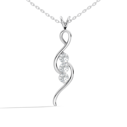 Three stone round diamond pendant in rose gold finish