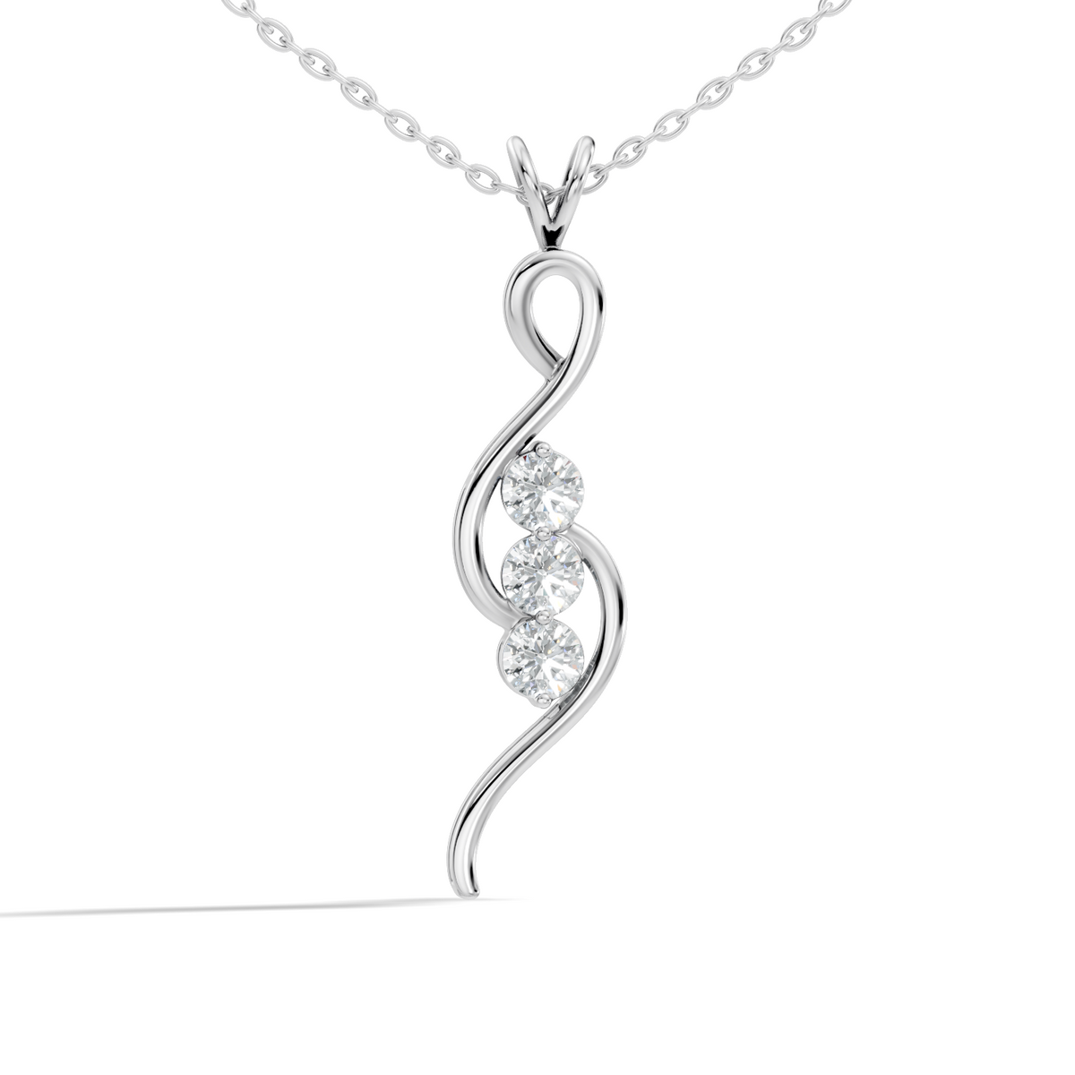 Three stone round diamond pendant in rose gold finish