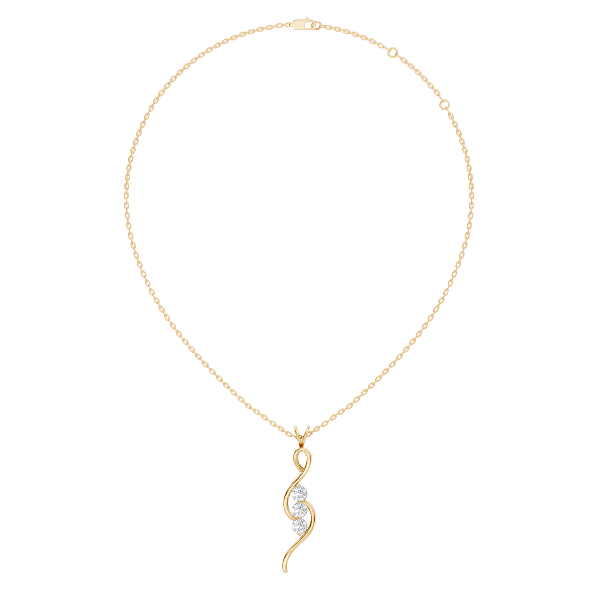 Three-Stone Lab-Grown Diamond Pendant Gold Infinity Minimalist Elegant Jewelry for Women - HIGHCARAT DIAMONDS