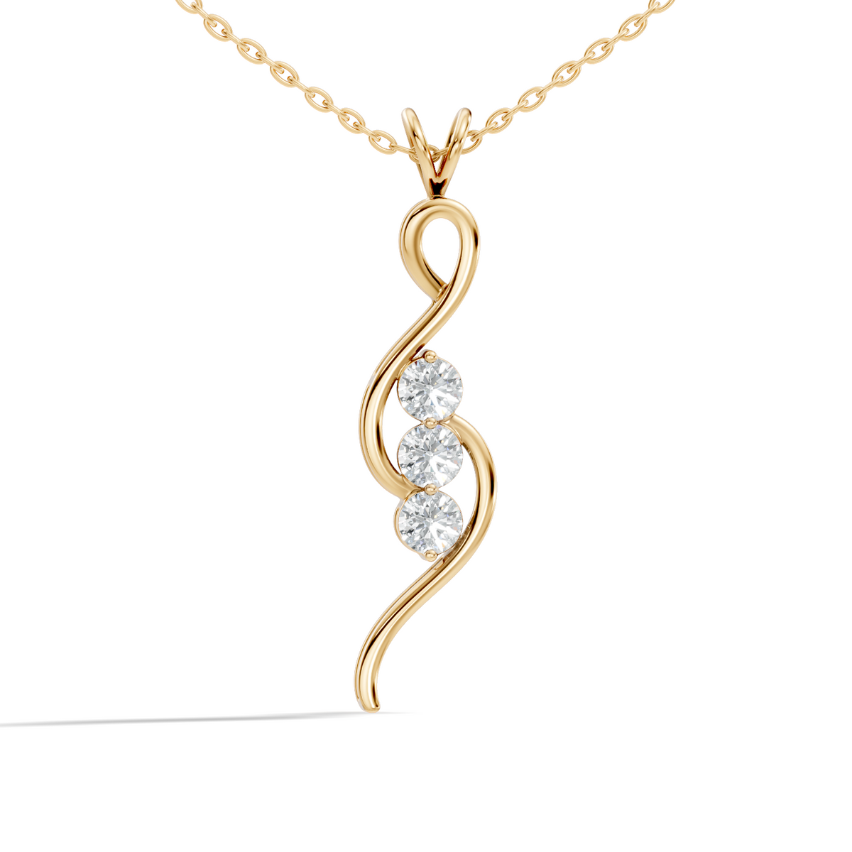 Lab grown diamond infinity necklace with flowing swirl style