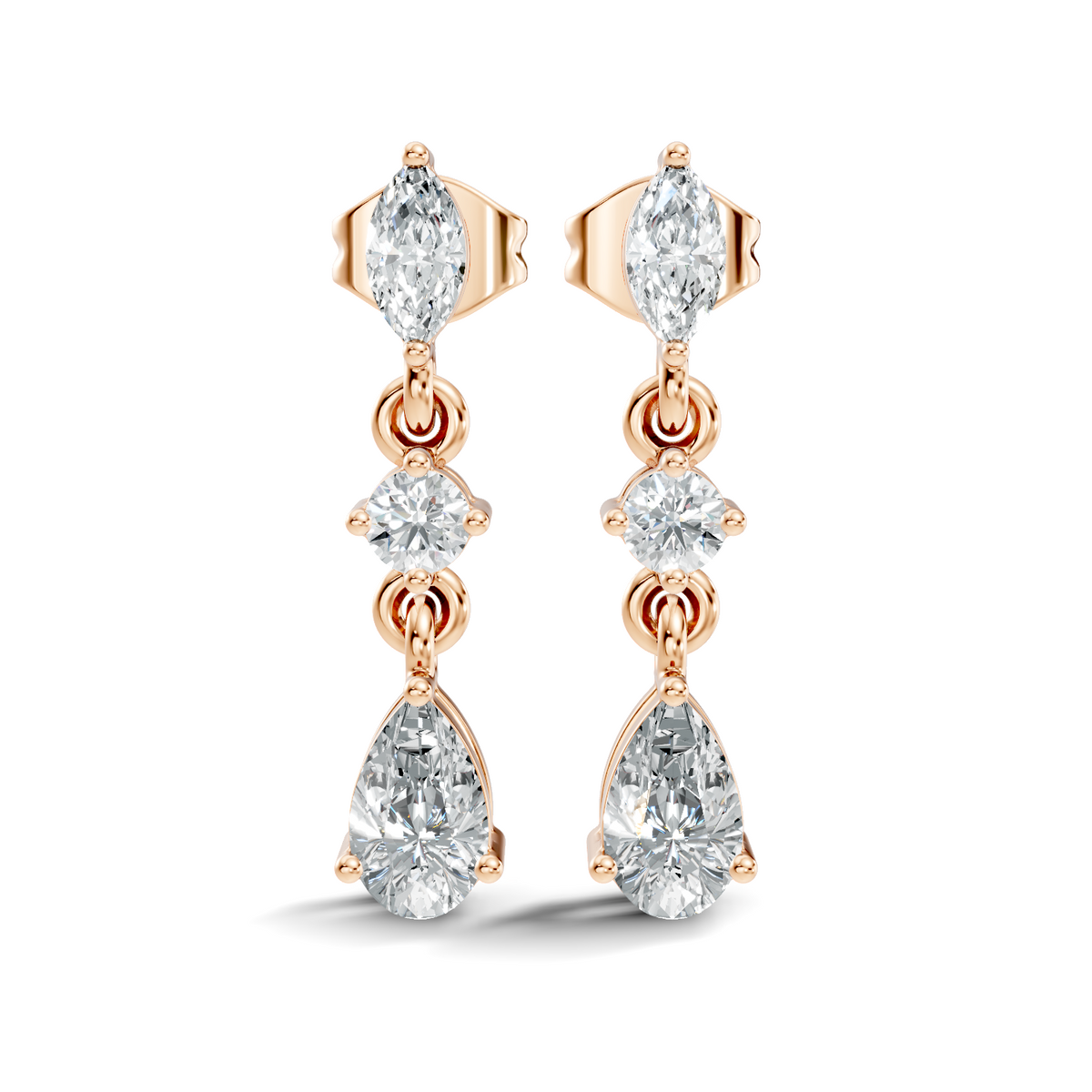 Pear, Marquise and Round Cut Top Grade Lab Grown Diamond Unique Perfect Earring For Bridals - HIGHCARAT DIAMONDS
