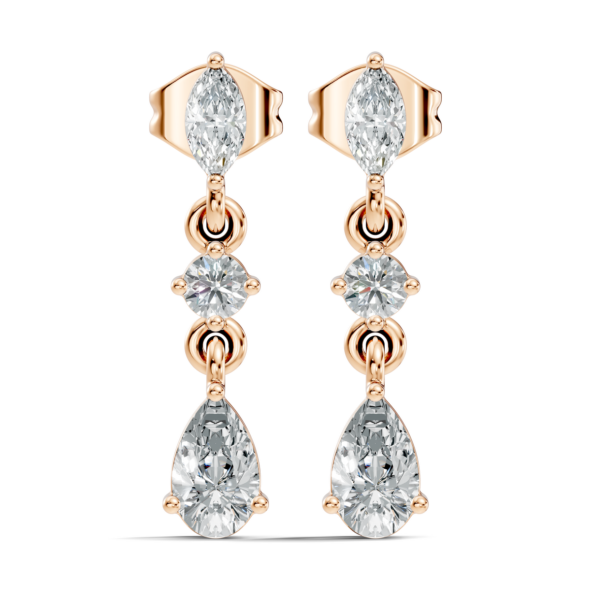 Pear, Marquise and Round Cut Top Grade Lab Grown Diamond Unique Perfect Earring For Bridals - HIGHCARAT DIAMONDS