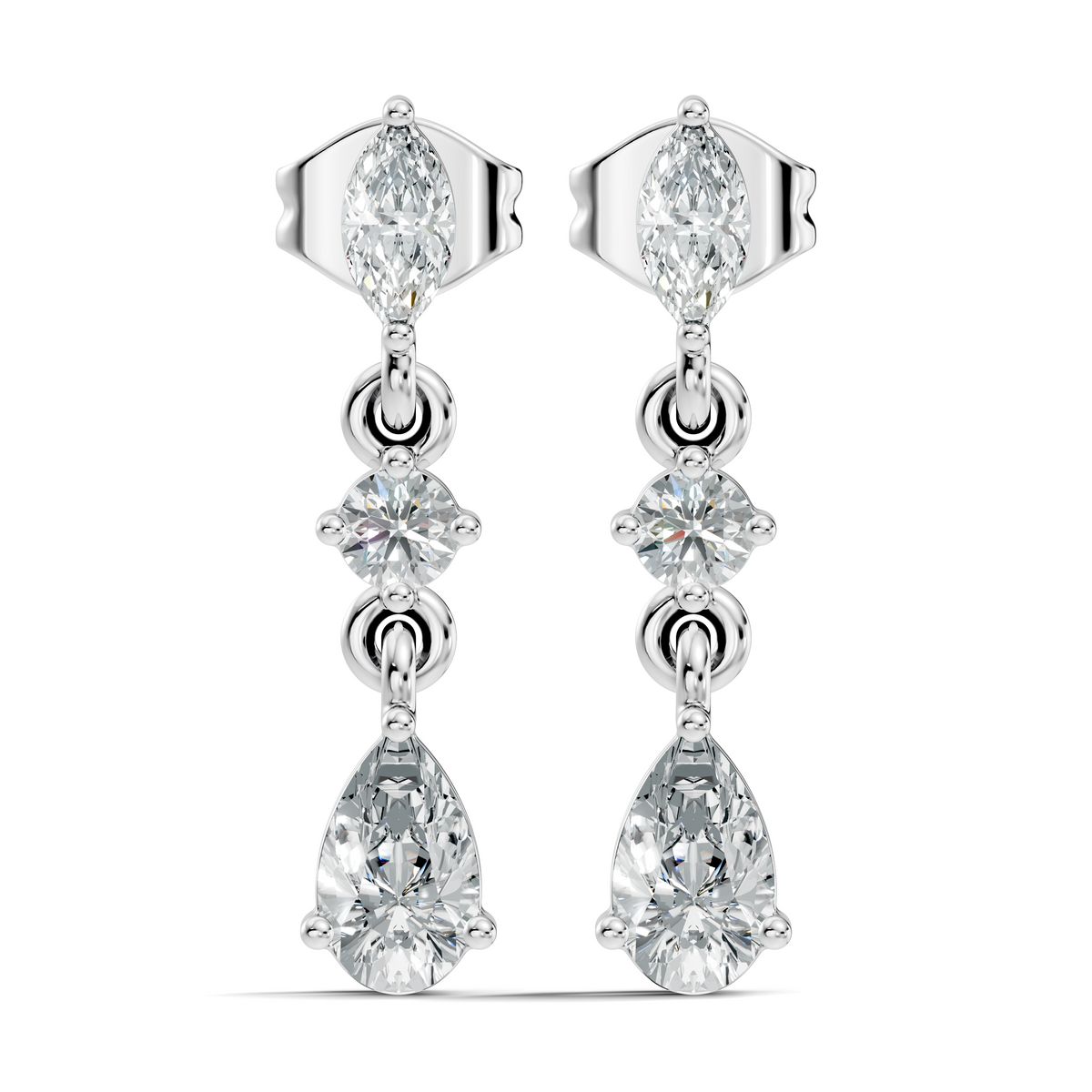 Pear, Marquise and Round Cut Top Grade Lab Grown Diamond Unique Perfect Earring For Bridals - HIGHCARAT DIAMONDS