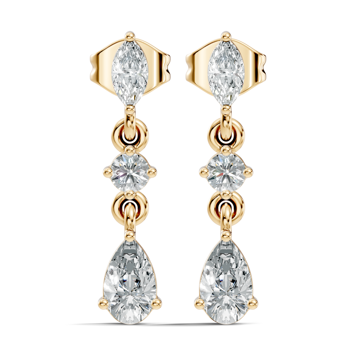 Pear, Marquise and Round Cut Top Grade Lab Grown Diamond Unique Perfect Earring For Bridals - HIGHCARAT DIAMONDS