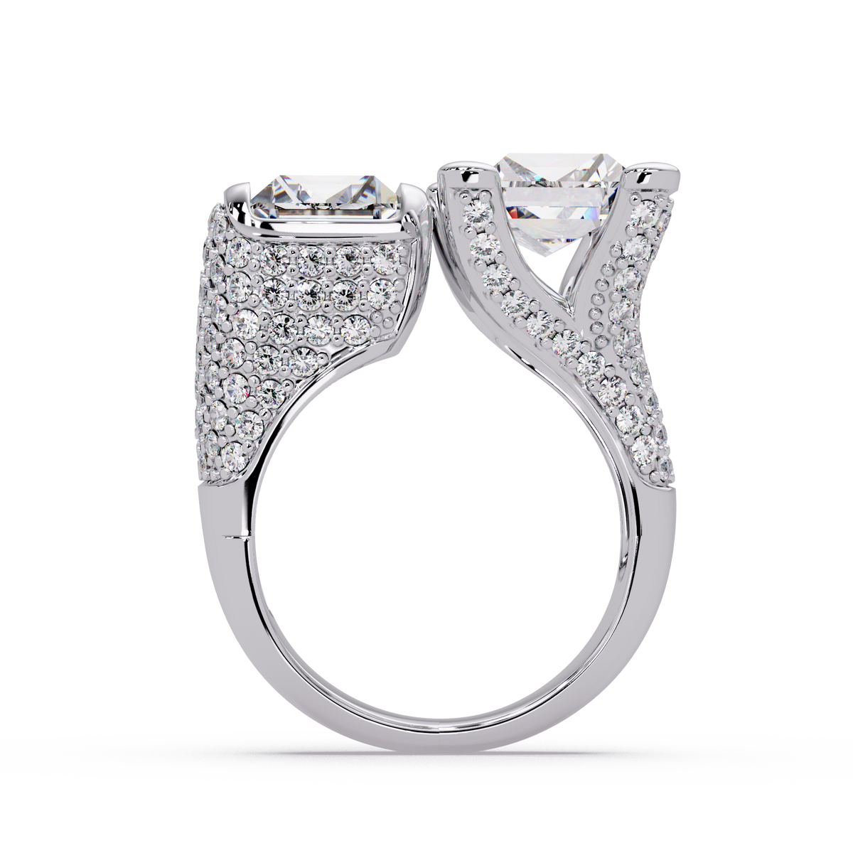 Toi et Moi Emerald Cut Lab Grown Diamond Bezel Ring - HIGHCARAT DIAMONDS