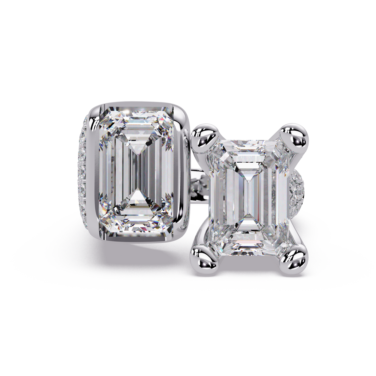 Toi et Moi Emerald Cut Lab Grown Diamond Bezel Ring - HIGHCARAT DIAMONDS