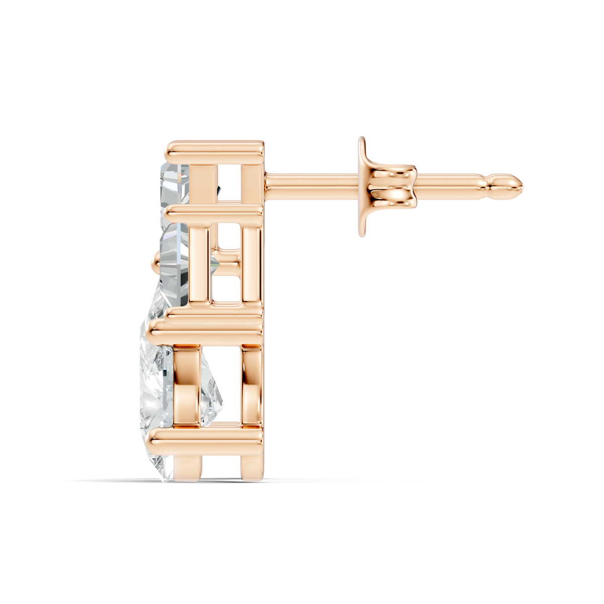 Triangle & Pear Lab Grown Diamond Vinatge Stud Earring