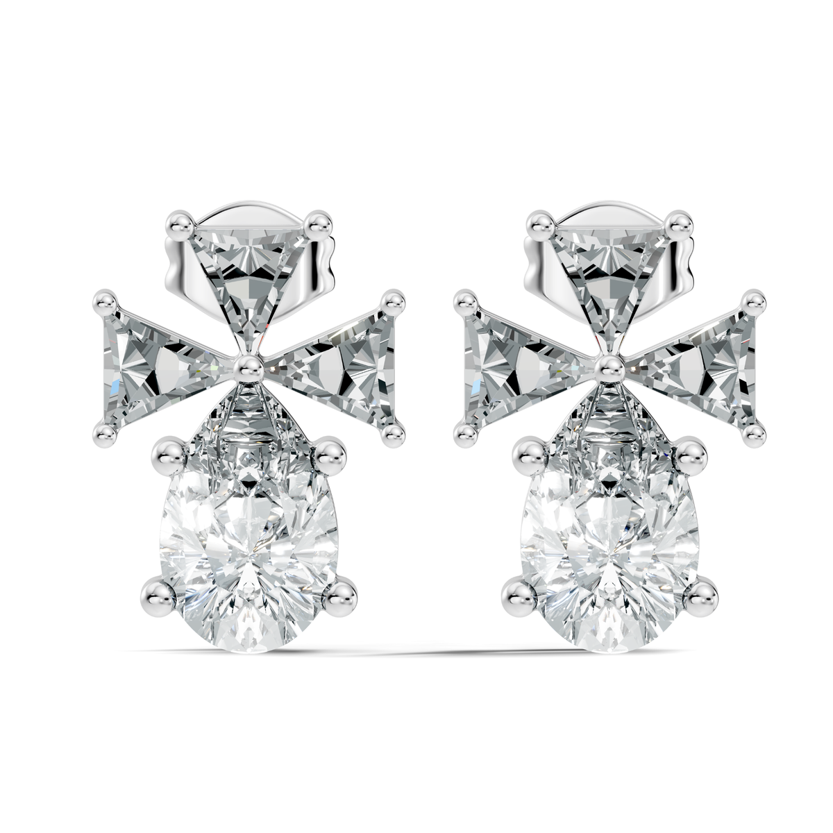 Triangle & Pear Lab Grown Diamond Vinatge Stud Earring