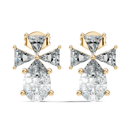 Triangle & Pear Lab Grown Diamond Vinatge Stud Earring