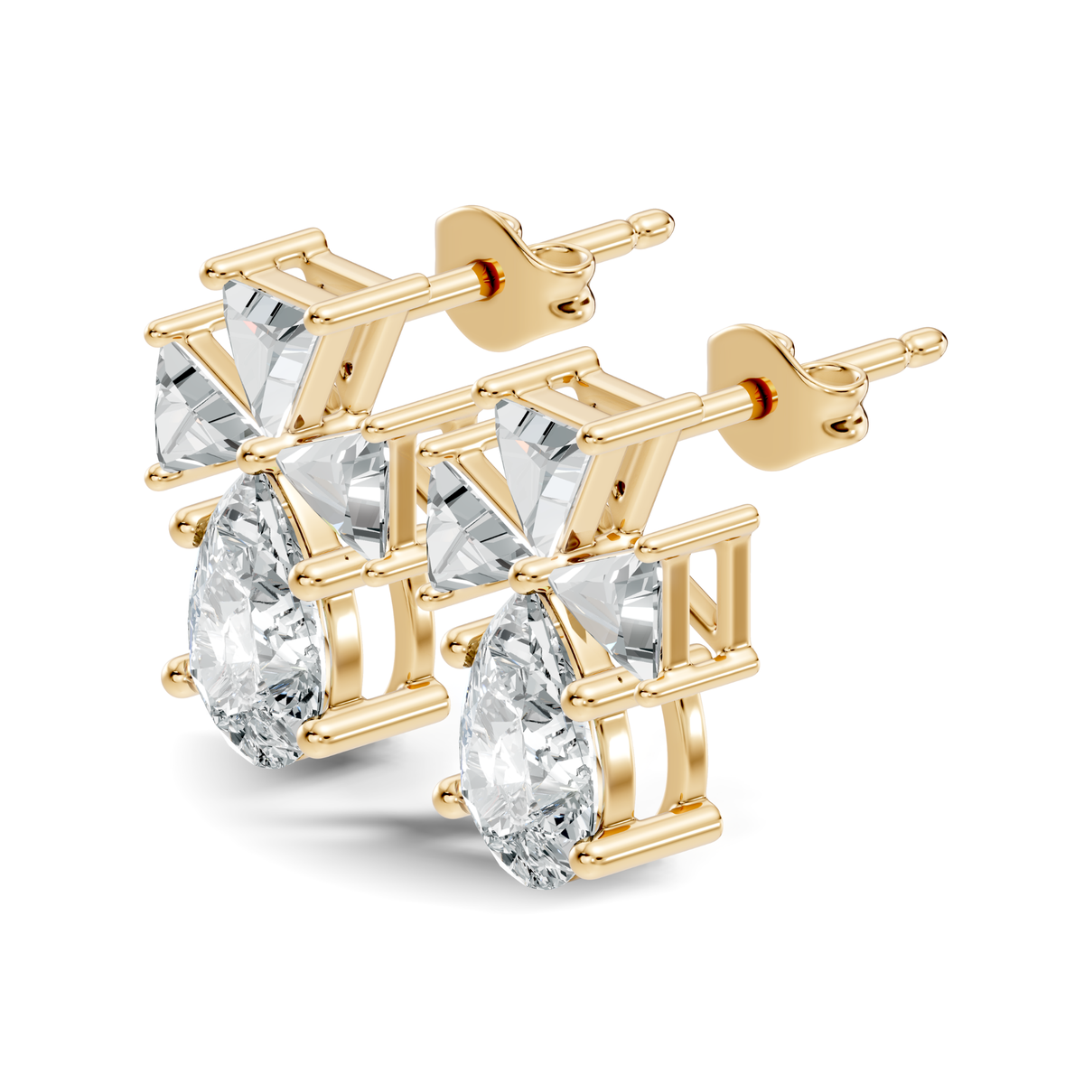 Triangle & Pear Lab Grown Diamond Vinatge Stud Earring