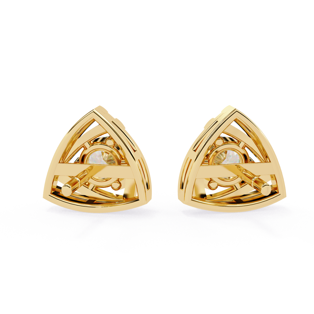 Trilliant Shape Round Cut Diamond Vintage Stud Earrings - HIGHCARAT DIAMONDS