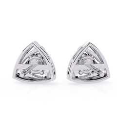 Vintage Trilliant Shape Diamond Stud Earrings Side Angle View