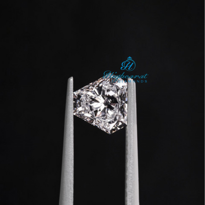 Fancy Trillion Shape Lab Grown Diamond with structured facets and bright reflection