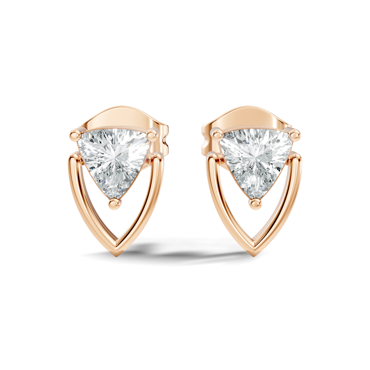 Trillion Cut Lab Grown Diamond 14k Solid White Gold Classic Affordable Diamond Earrings For Her - HIGHCARAT DIAMONDS