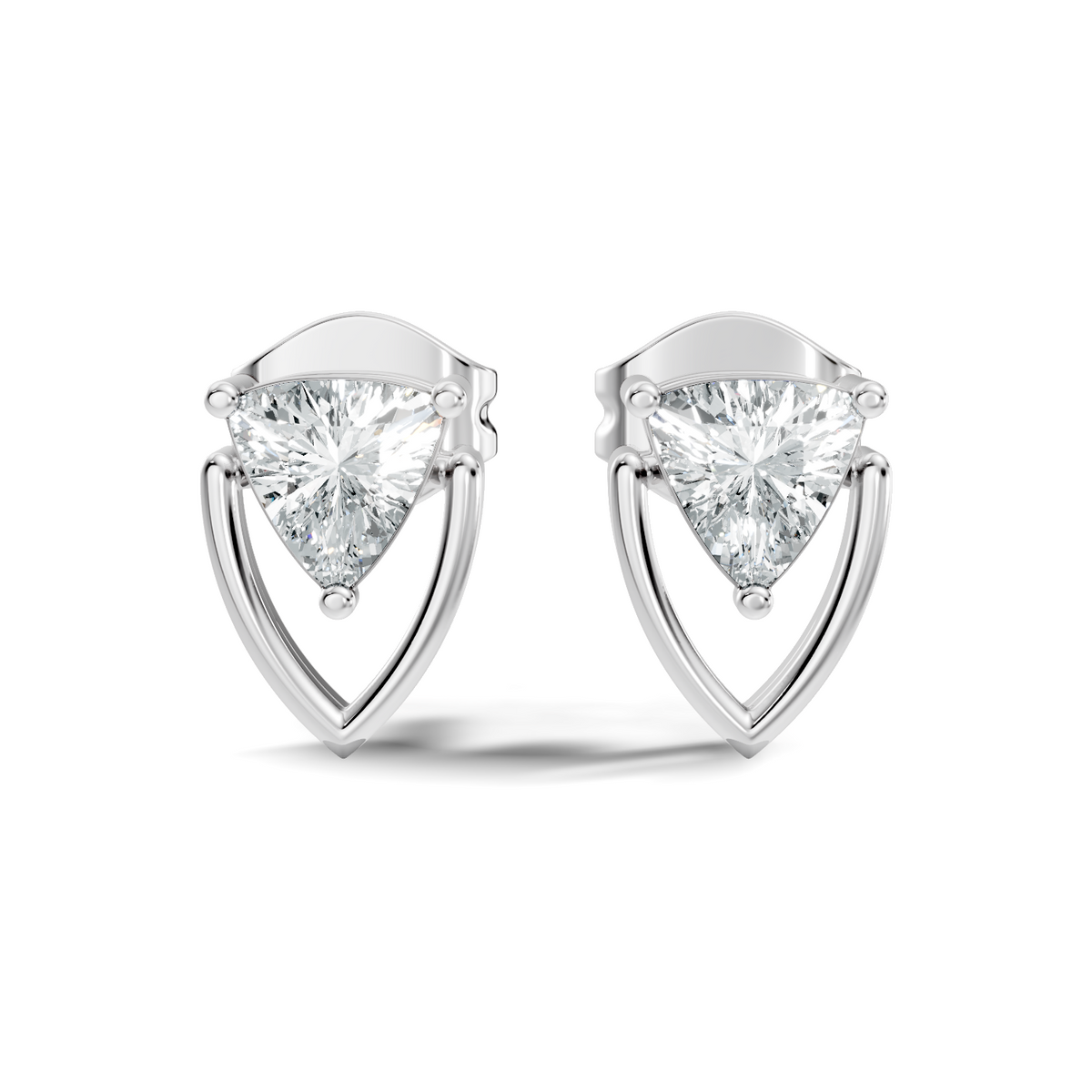 Trillion Cut Lab Grown Diamond 14k Solid White Gold Classic Affordable Diamond Earrings For Her - HIGHCARAT DIAMONDS