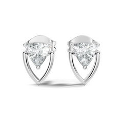 Trillion Cut Lab Grown Diamond 14k Solid White Gold Classic Affordable Diamond Earrings For Her - HIGHCARAT DIAMONDS