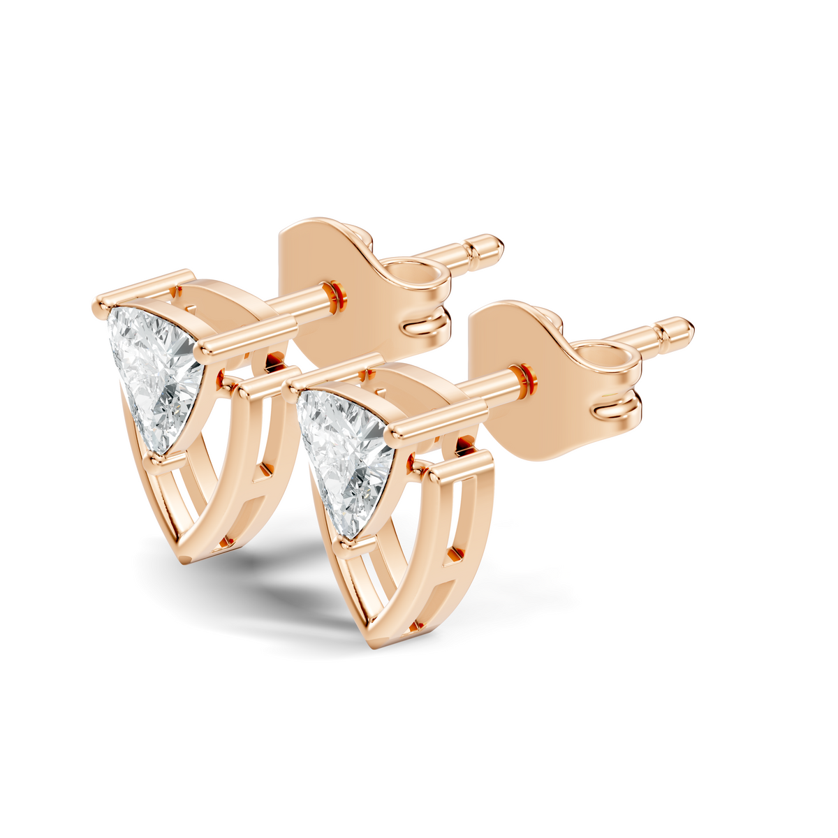 Trillion Cut Lab Grown Diamond 14k Solid White Gold Classic Affordable Diamond Earrings For Her - HIGHCARAT DIAMONDS