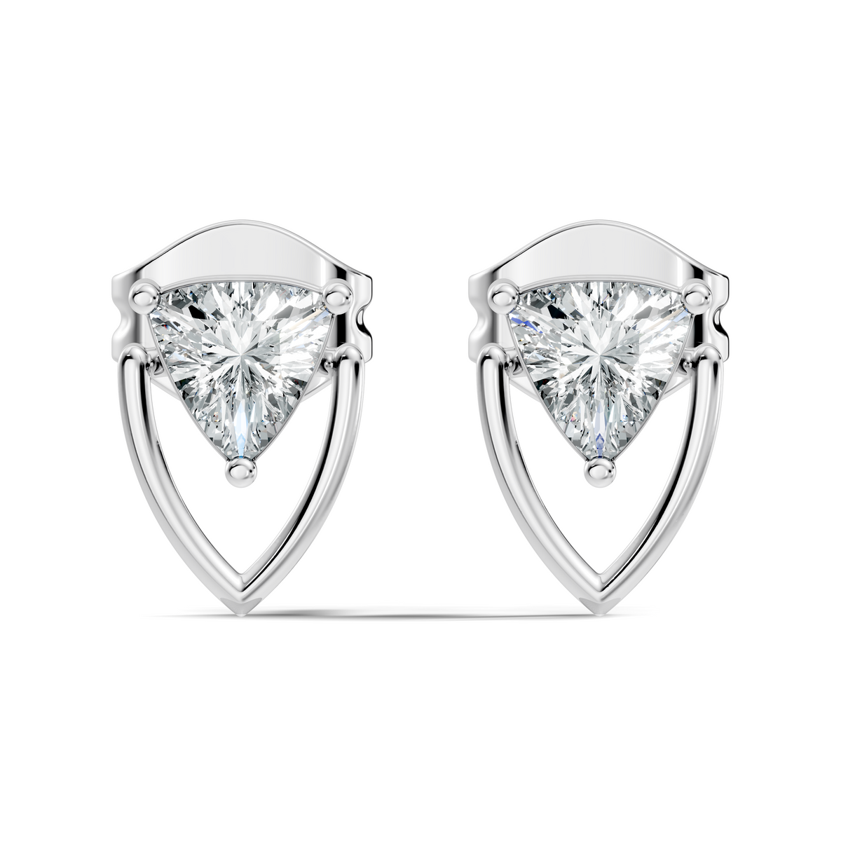 Trillion Cut Lab Grown Diamond 14k Solid White Gold Classic Affordable Diamond Earrings For Her - HIGHCARAT DIAMONDS