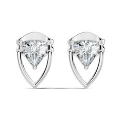 Trillion Cut Lab Grown Diamond 14k Solid White Gold Classic Affordable Diamond Earrings For Her - HIGHCARAT DIAMONDS