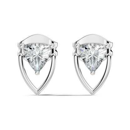 Trillion Cut Lab Grown Diamond 14k Solid White Gold Classic Affordable Diamond Earrings For Her - HIGHCARAT DIAMONDS