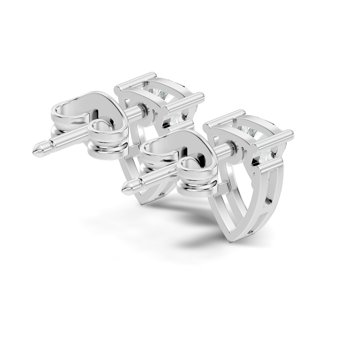 Trillion Cut Lab Grown Diamond 14k Solid White Gold Classic Affordable Diamond Earrings For Her - HIGHCARAT DIAMONDS