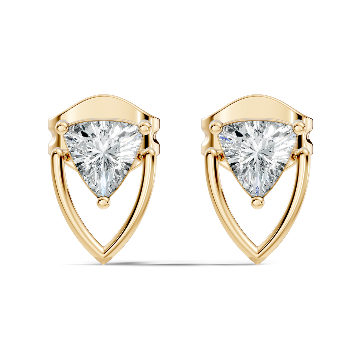 Trillion Cut Lab Grown Diamond 14k Solid White Gold Classic Affordable Diamond Earrings For Her - HIGHCARAT DIAMONDS