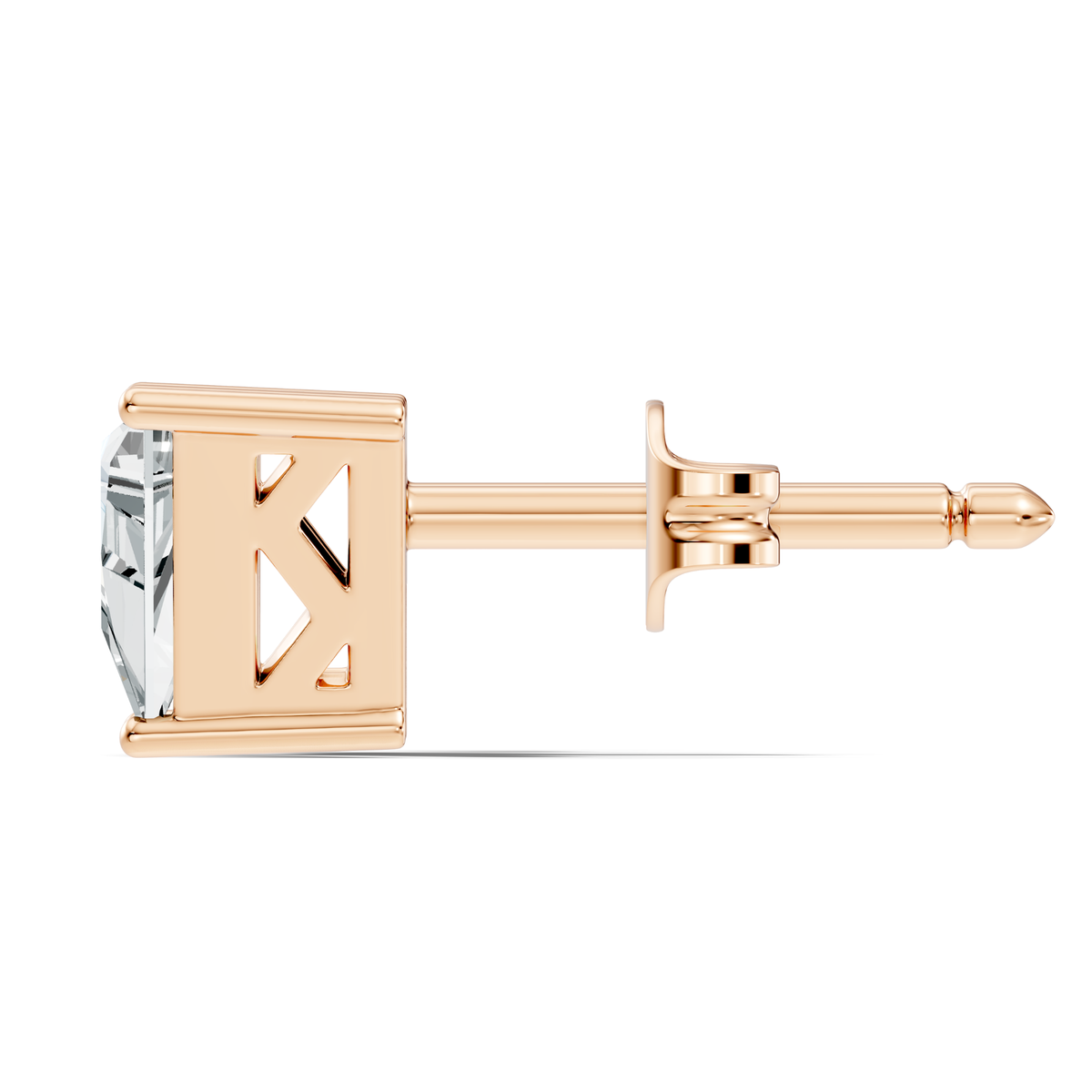 Tringle Shape Lab Grown Diamond Solitaire Rose Gold Stud Earring - HIGHCARAT DIAMONDS