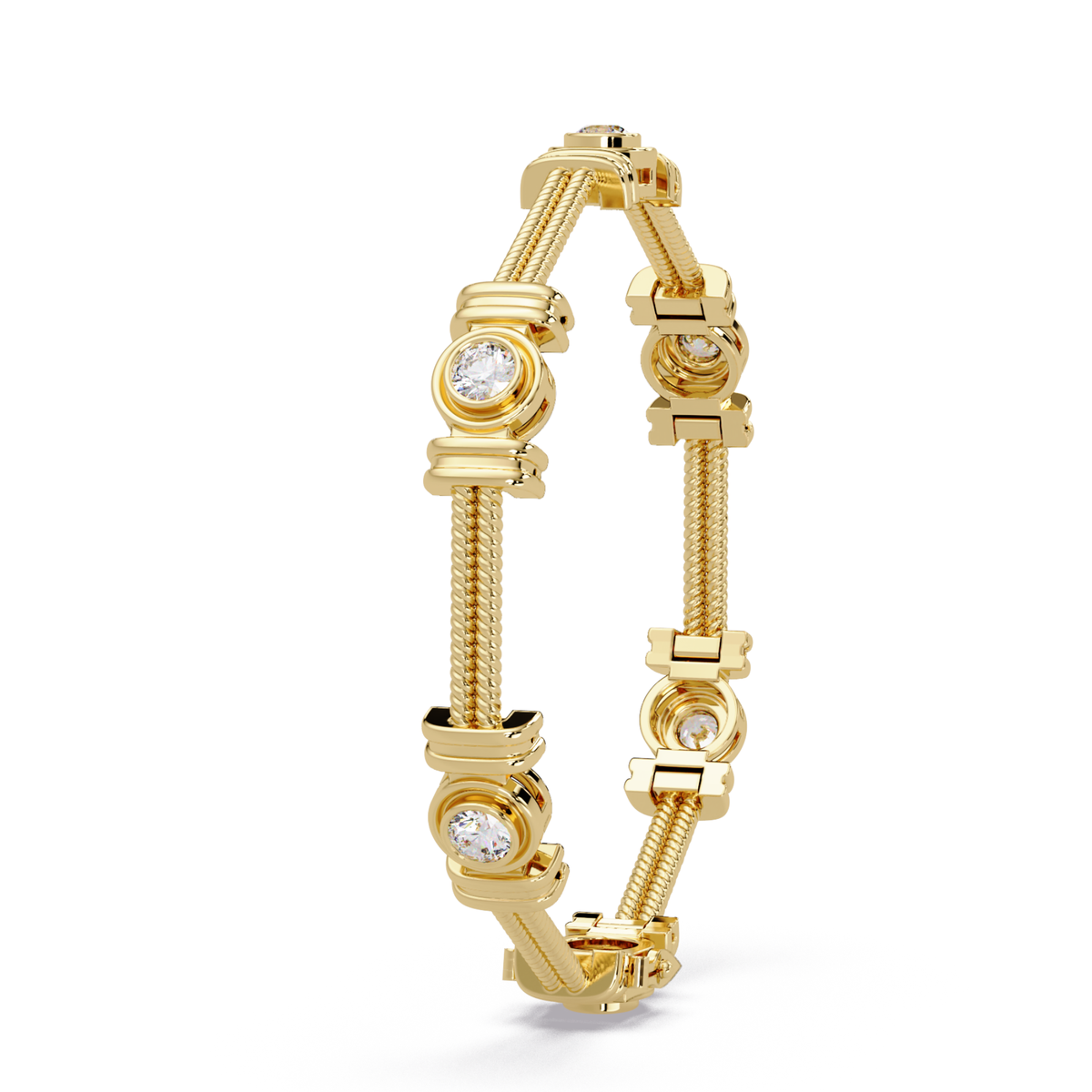 Triple Rope Lab Grown Round Diamond Gold Bracelet - HIGHCARAT DIAMONDS