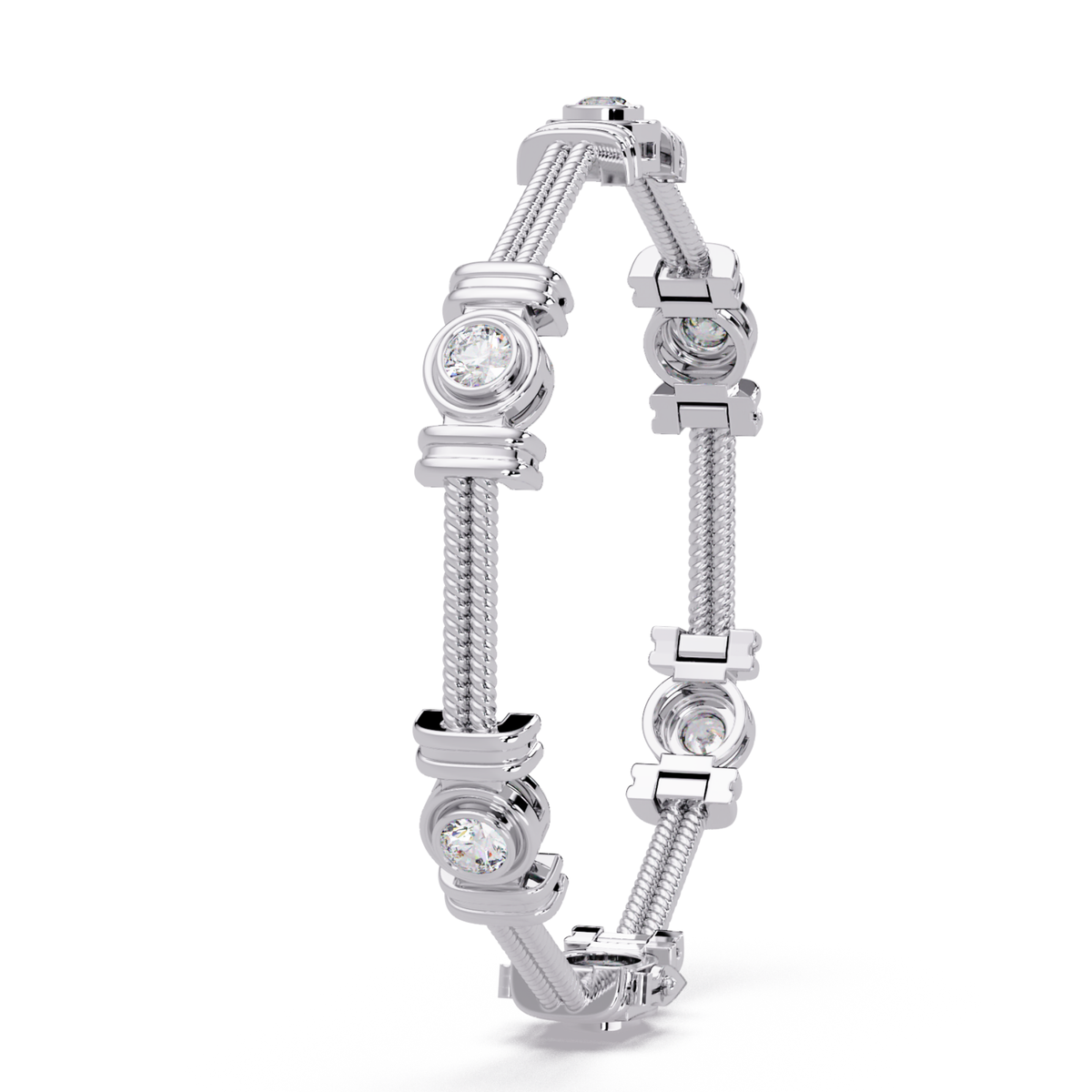 Triple Rope Lab Grown Round Diamond Gold Bracelet - HIGHCARAT DIAMONDS