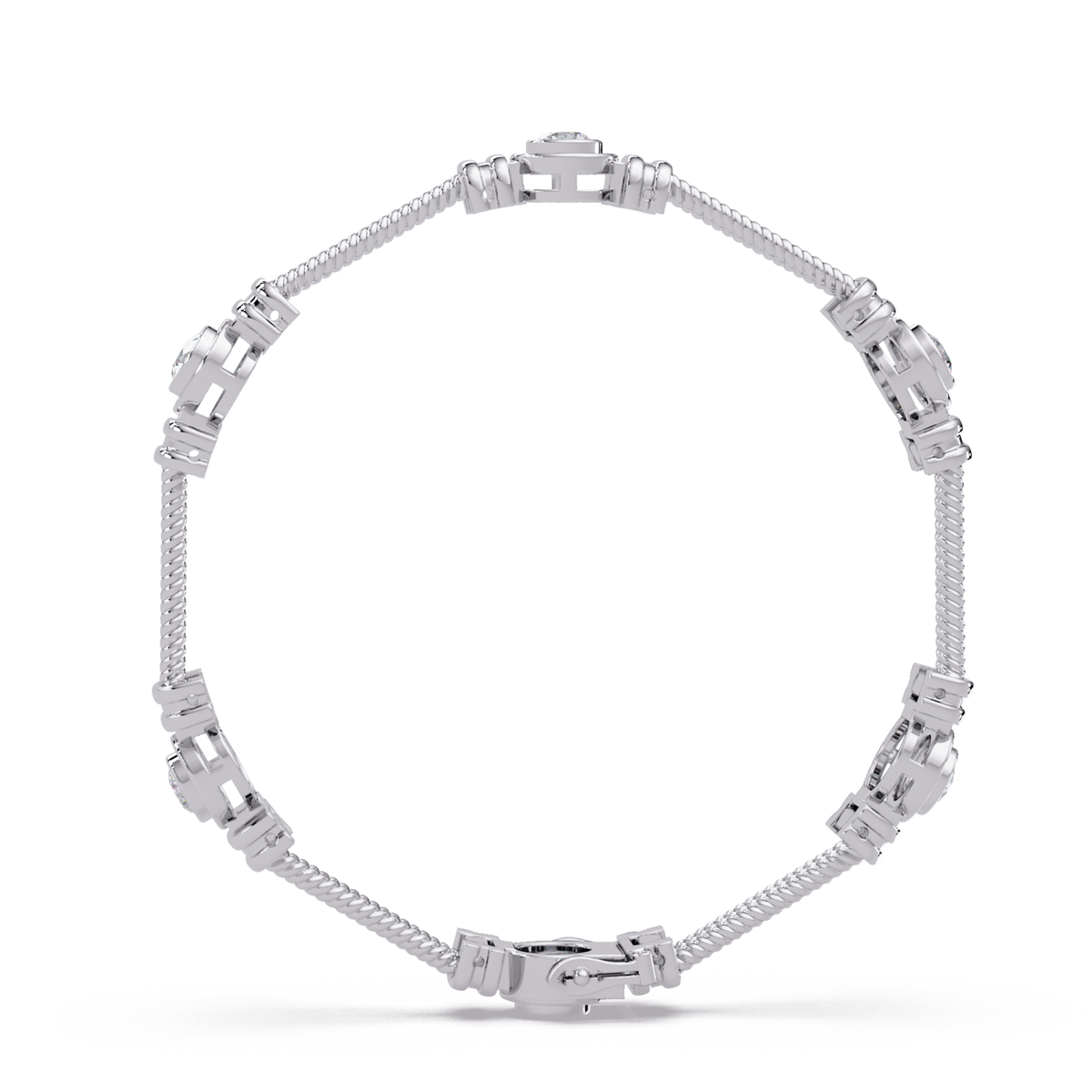Triple Rope Lab Grown Round Diamond Gold Bracelet - HIGHCARAT DIAMONDS