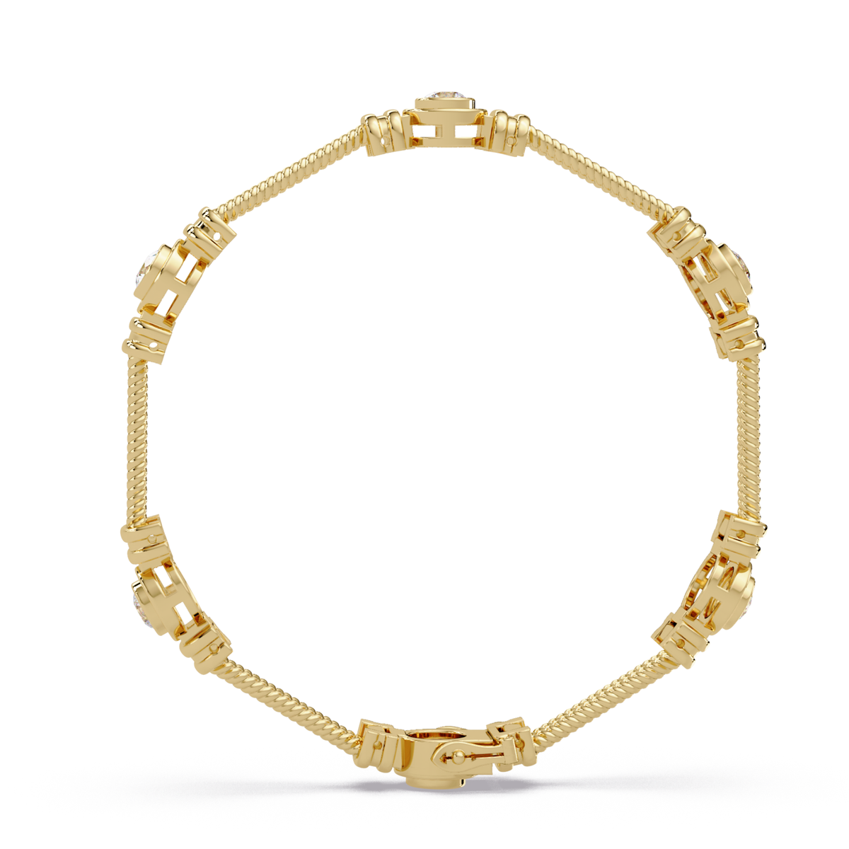 Triple Rope Lab Grown Round Diamond Gold Bracelet - HIGHCARAT DIAMONDS
