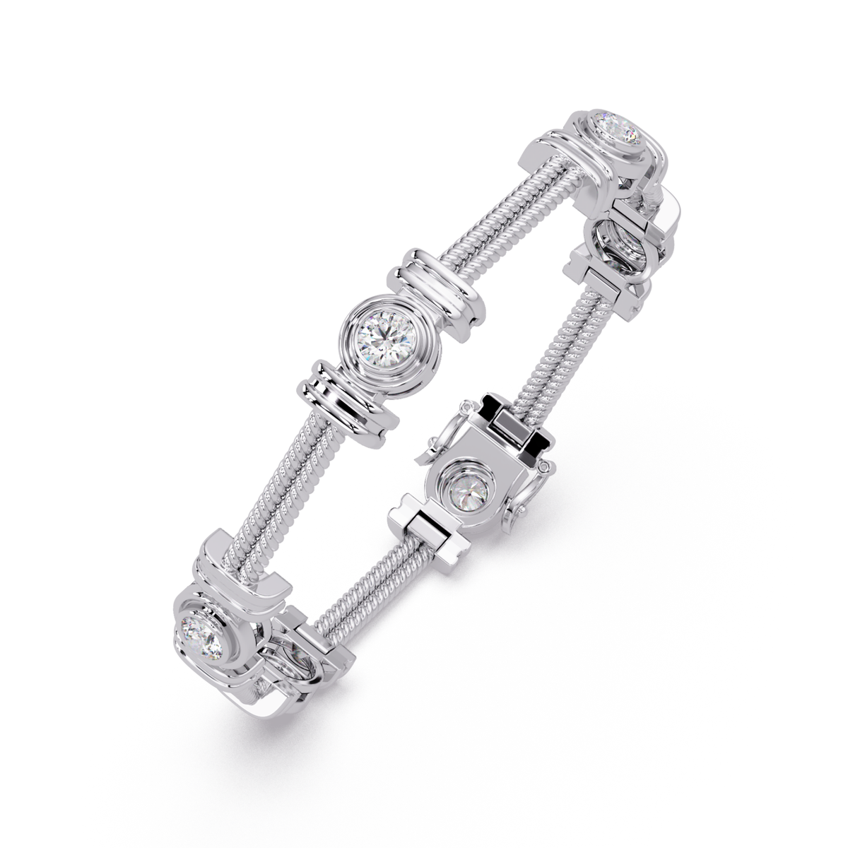 Triple Rope Lab Grown Round Diamond Gold Bracelet - HIGHCARAT DIAMONDS