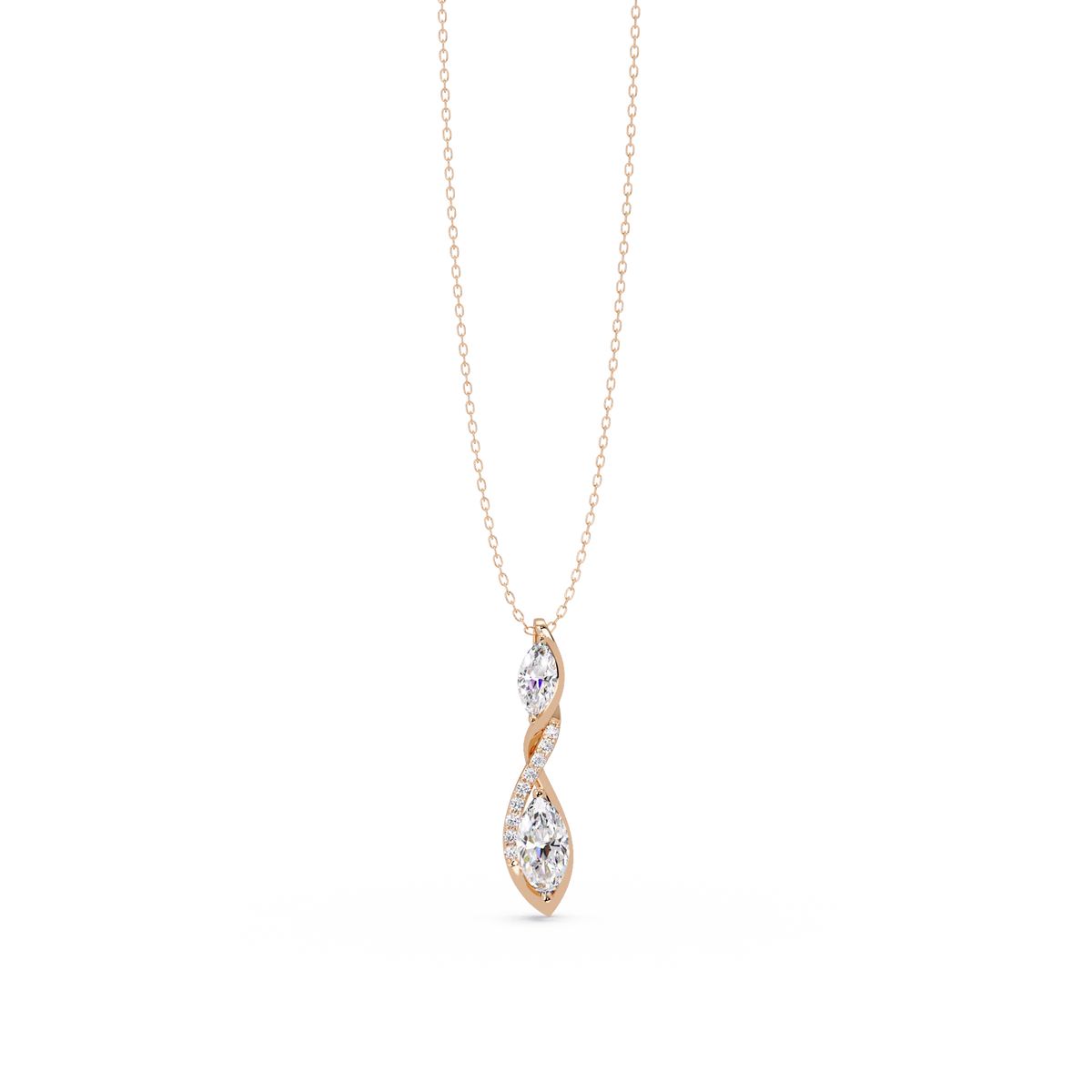 Marquise & Round Cut Vintage Lab Grown Diamond Unique Pendant - HIGHCARAT DIAMONDS