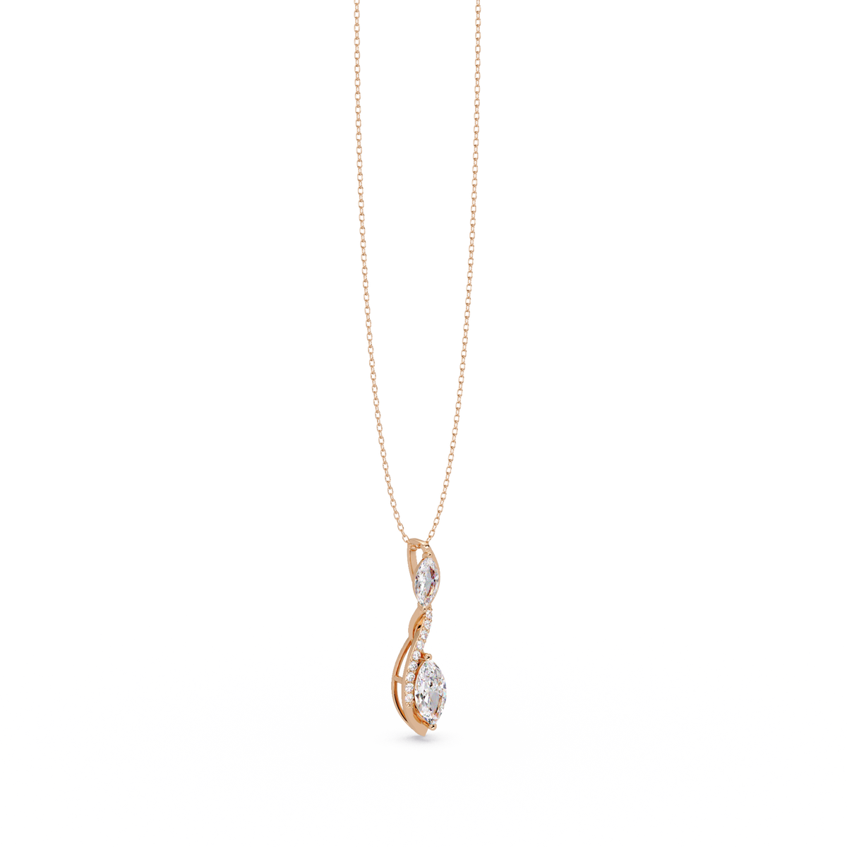Marquise & Round Cut Vintage Lab Grown Diamond Unique Pendant - HIGHCARAT DIAMONDS