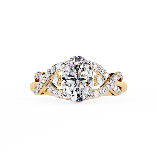 Twisted 1.80Ct Oval And Round Cut Diamond Antique Vintage Inspired Dainty Annivrasry Ring Gift For Her - HIGHCARAT DIAMONDS