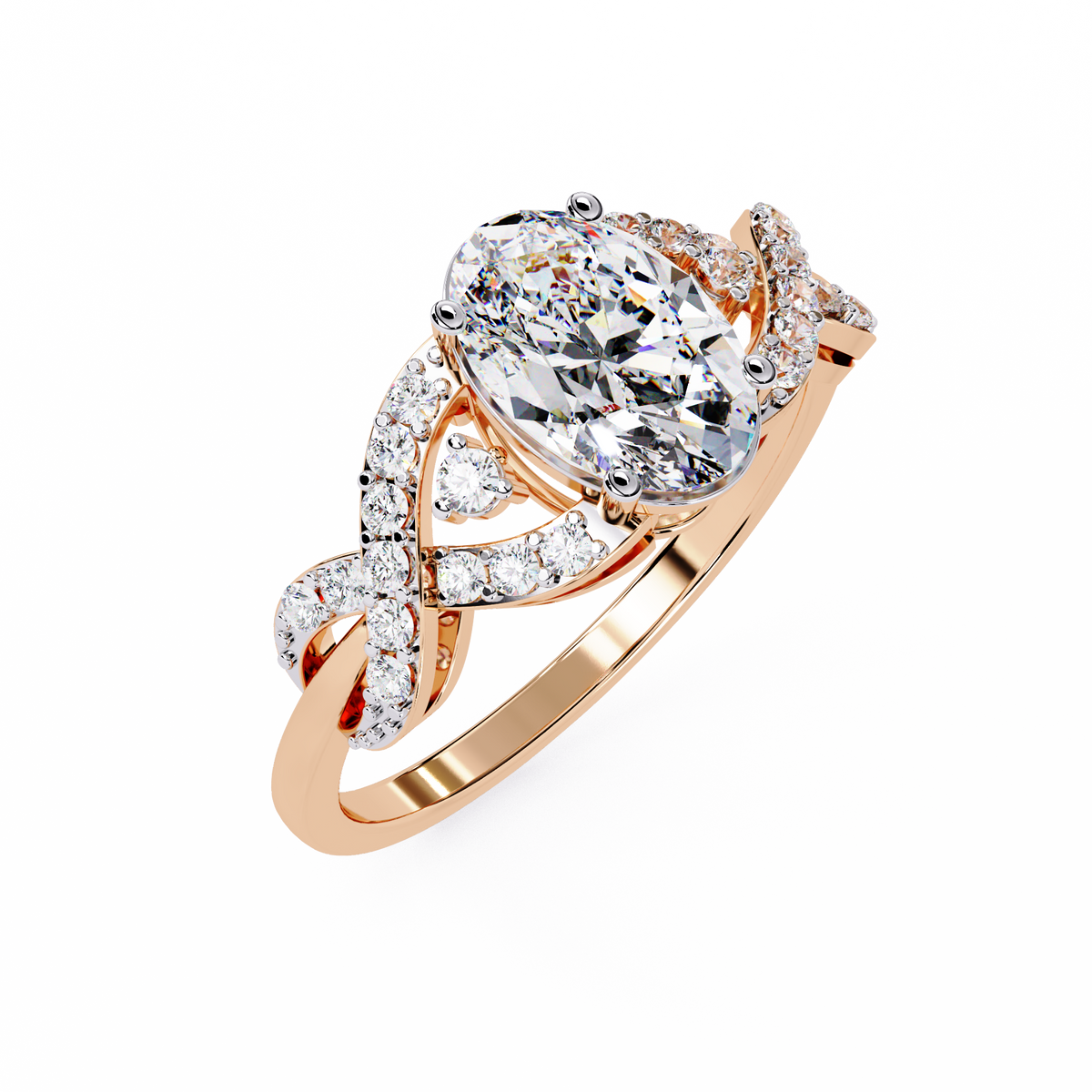 Twisted 1.80Ct Oval And Round Cut Diamond Antique Vintage Inspired Dainty Annivrasry Ring Gift For Her - HIGHCARAT DIAMONDS