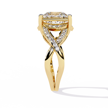 Twisted 3.47Ct Princess And Round Cut Diamond Antique Elegant Stunning Perfect Classic Engagement Ring - HIGHCARAT DIAMONDS