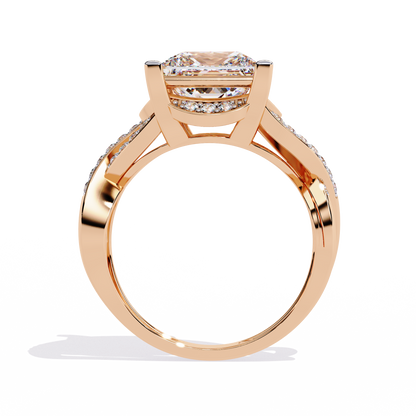 Twisted 3.47Ct Princess And Round Cut Diamond Antique Elegant Stunning Perfect Classic Engagement Ring - HIGHCARAT DIAMONDS
