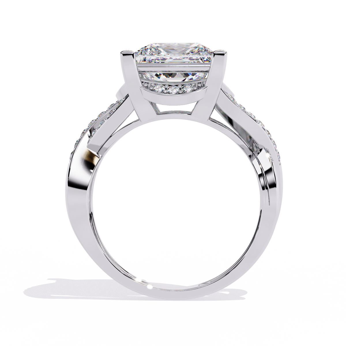 Twisted 3.47Ct Princess And Round Cut Diamond Antique Elegant Stunning Perfect Classic Engagement Ring - HIGHCARAT DIAMONDS